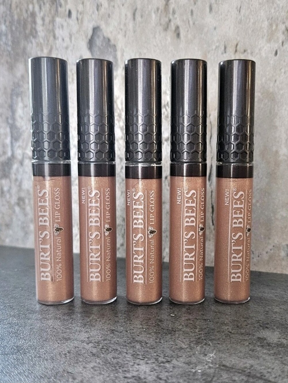 5 Burt's Bees AUTUMN HAZE #203 100% Natural Lip Gloss .2 oz. each NEW & SEALED!